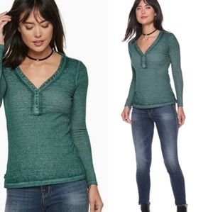 Rock Republic Thermal Henley Green XL